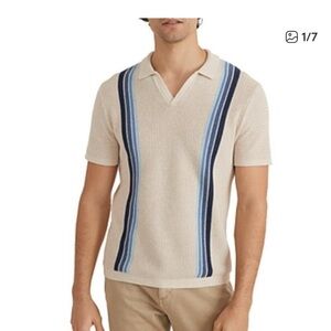 Marine Layer Beige Polo/striped Conrad sweater
Shirt size Large